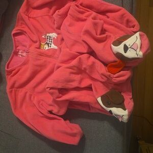 Nick & Nora Pink Adult Pajama Onsie with Dog Design